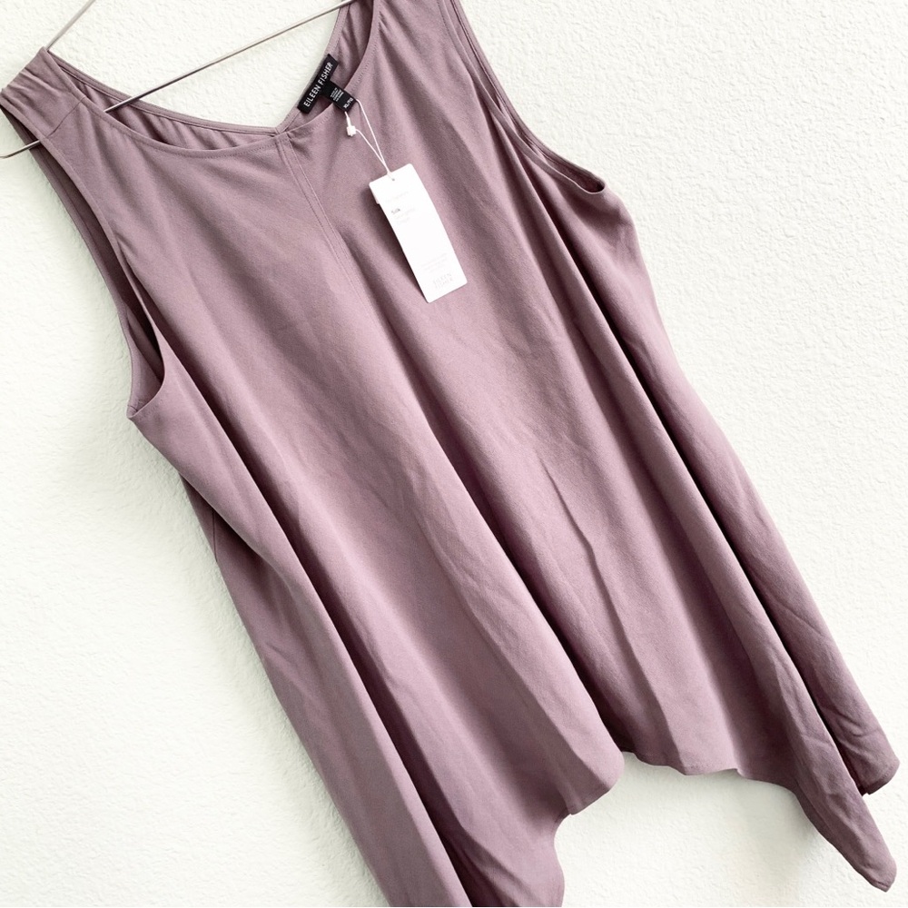 EILEEN FISHER 100% Silk blouse top NWT shirt sleeveless new XL signature crepe